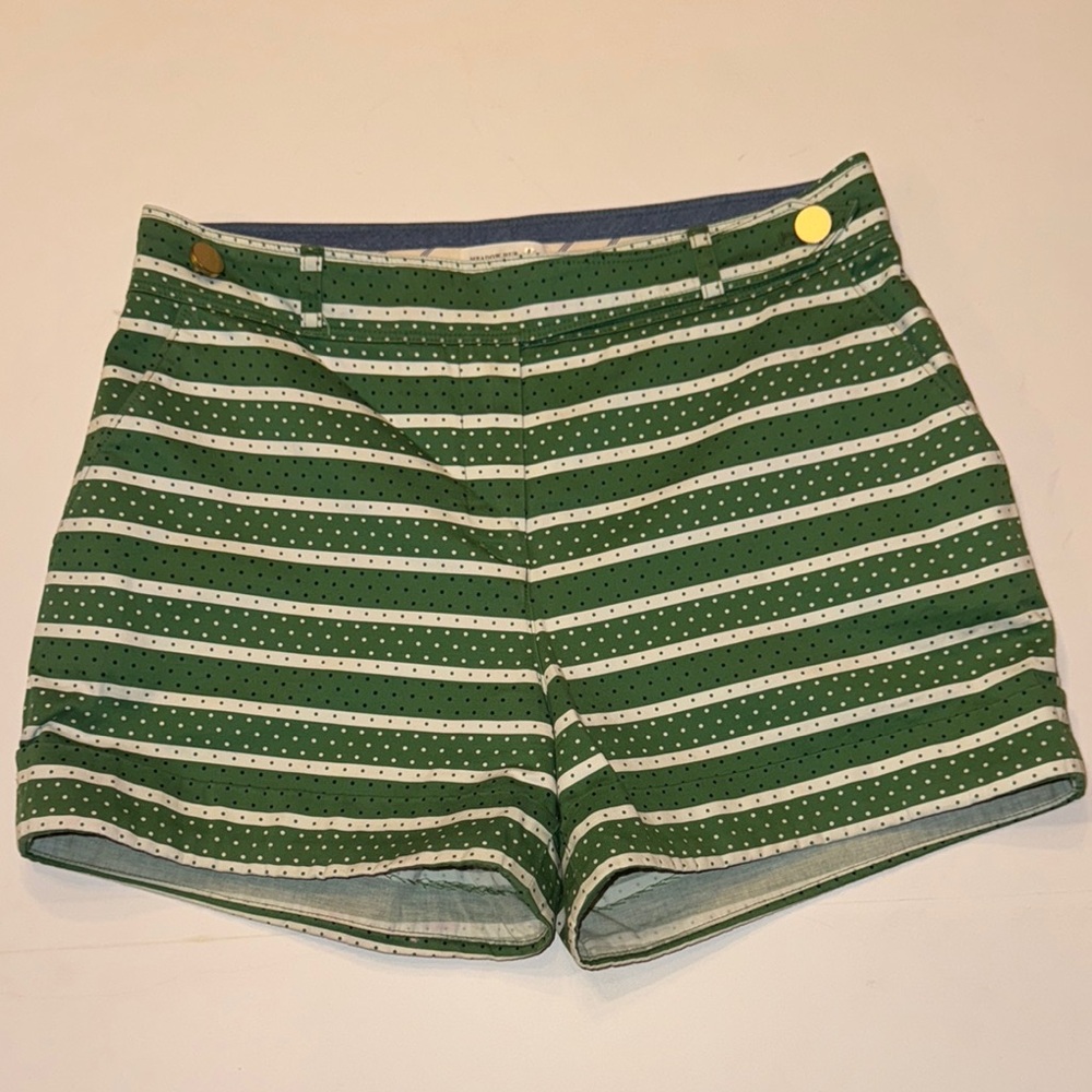 Meadow Rue Anthropologie High Waist Green Shorts EUC sz 2 Black green white